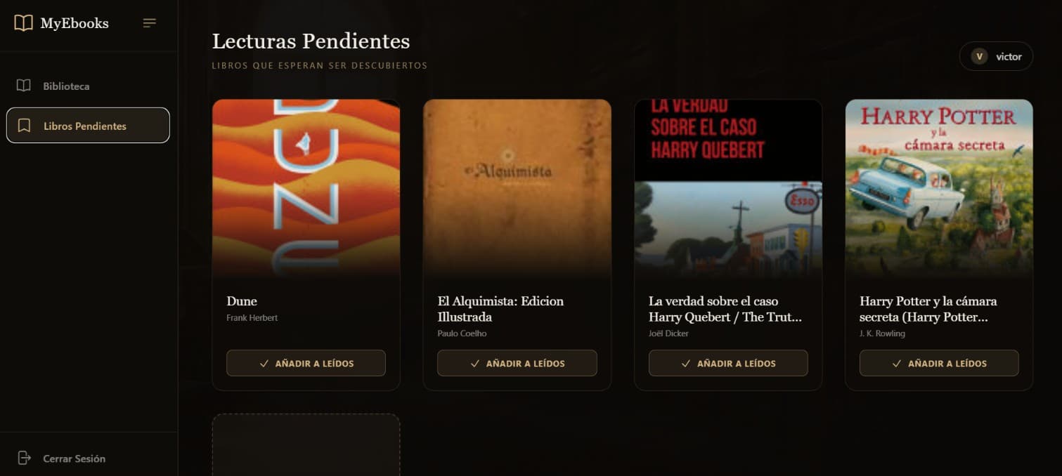 Vista de libros pendientes